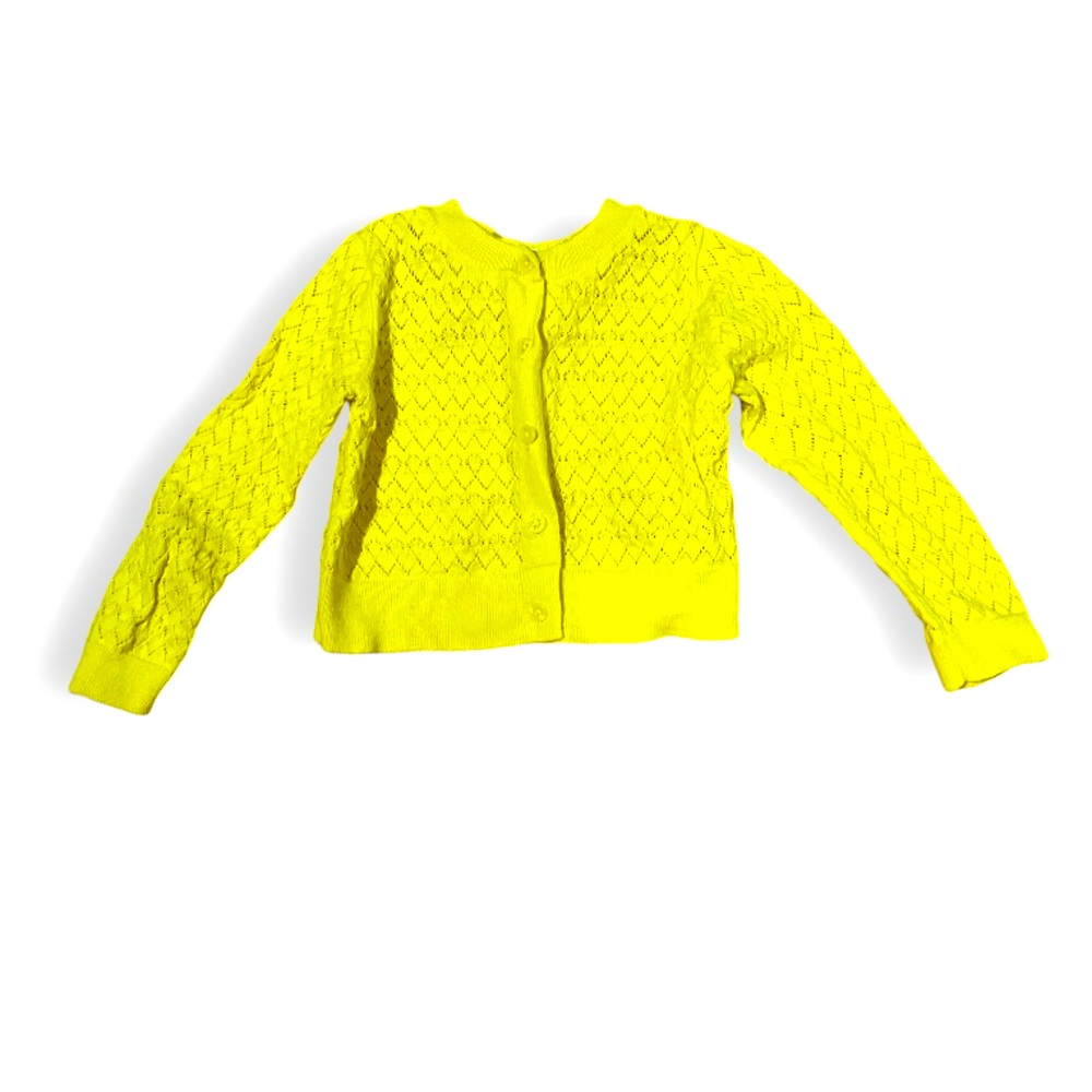 GAP Baby Toddler Girls Bright Yellow Pointelle Knit Cardigan Sweater 2T